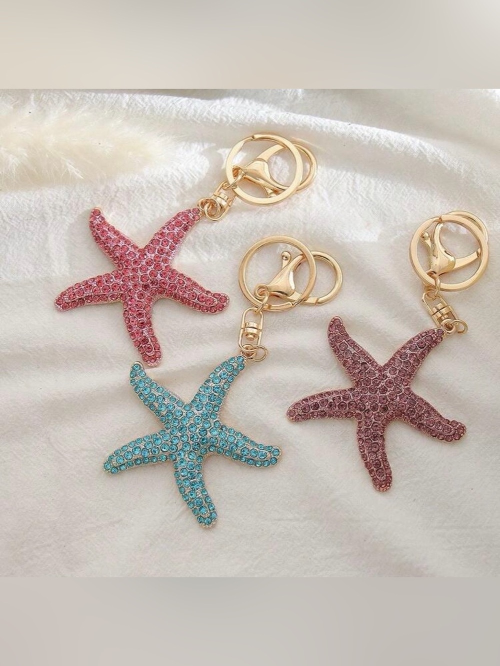 Crystal Starfish bag charm/Keychain - Pink, Blue, Mauve